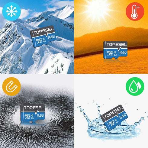 TOPESEL 64GB Micro SD Card SDXC UHS-I TF Class 10 for Camera, Phone, Galaxy, Drone, Dash Cam, Tablet, PC