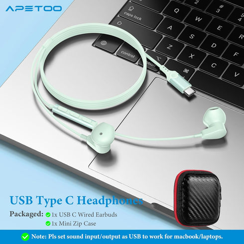 USB C Headphones for iPhone 15 Plus iPad 10th/Pro, USB Type C Earphones with Mic Volume Control for Samsung S24