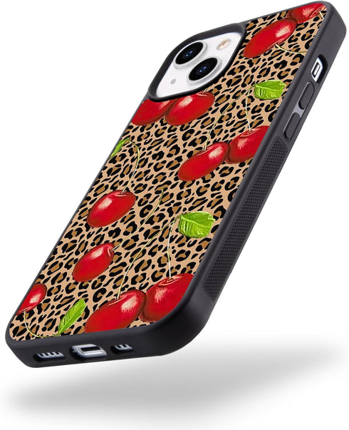 Leopard & Cherry Phone Case for iPhone 11, Shockproof TPU Bumper Hard Back Cover with Pretty Design