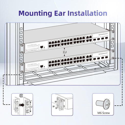 19" Rack Mount Kit for Cisco Switches 2960-X/2960-XR Series and 3650/3850 Series Universal Rack Ears