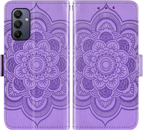 Asuwish Wallet Case for Samsung Galaxy A15 5G - Leather Flip, Tempered Glass Protector, Card Holder, Purple.