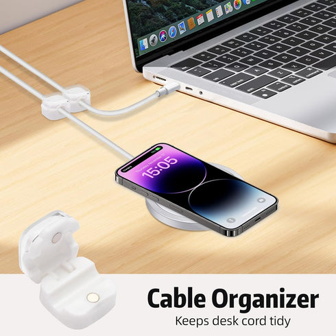 Magnetic Cable Clips Cord Organizer Holder, 6 Pack Adhesive Wire Holder for USB Charging Cable Storage for Home Office