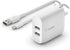 Belkin 24W Dual Port USB Wall Charger with Micro USB Cable, Fast Charging Block for iPhone, Power Bank, and More.