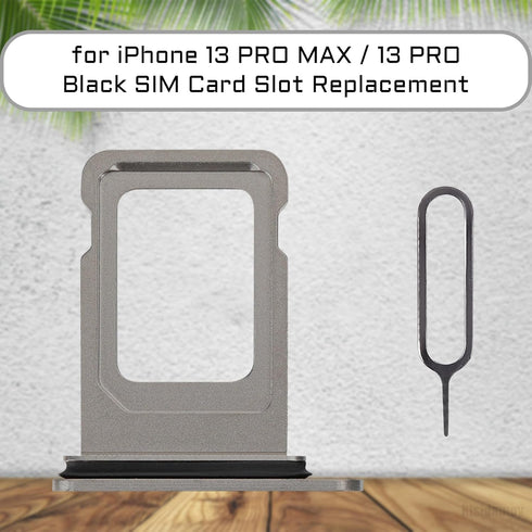 for iPhone 13 Pro Max Black SIM Card Tray Replacement Single SIM Version for iPhone 13 Pro SIM Slot Adapter 13Promax Card Holder with SIM Ejector A2641 A2643 A2644 A2645 A2484