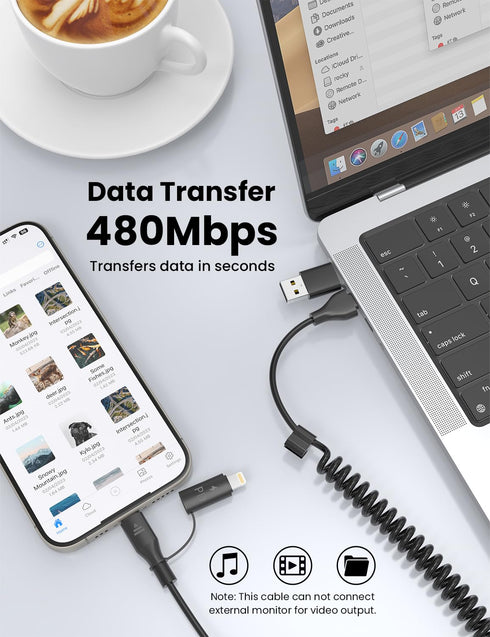 Coiled USB C Cable, 3FT 2 in 1 iPhone 15 Car Charger Cord, 60W Fast Charging for iPhone 15/15 Pro/Samsung Galaxy