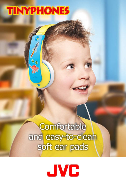 JVC Kids Headphones, Volume Limiter, Kid Safe, Length Adjustable, Toddler Headphones, Fun Stickers Included (HAKD7Y