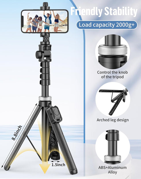 povodo Selfie Stick for iPhone:Selfie Stick Tripod with Remote,Tripod for Video Recording,is Content Creator's Vlogging