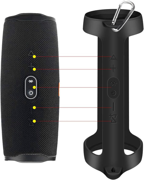 Silicone Case Cover for JBL Charge 4 Portable Waterproof Speaker, Soft Skin with Strap, Black
