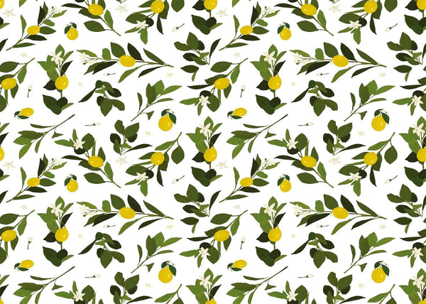CORFOTO Fabric 9x6ft Lemon Branch Backdrop Yellow Lemons Green Leaves White Flowers Citrus