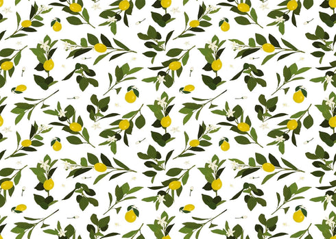 CORFOTO Fabric 7x5ft Lemon Branch Backdrop Yellow Lemons Green Leaves White Flowers Citrus