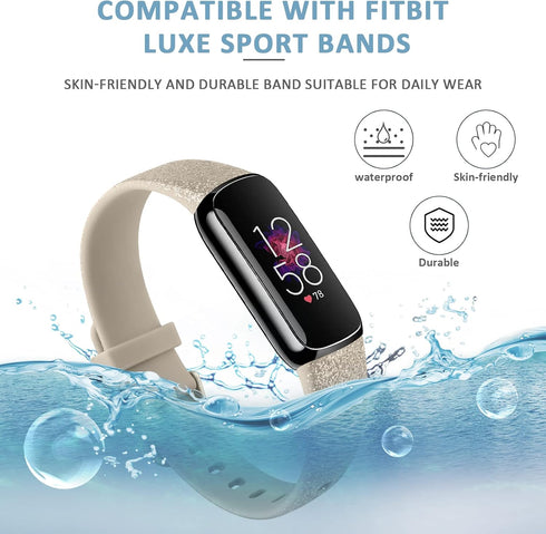 Tobfit Compatible for Fitbit Luxe Band for Women Men, Sport Silicone Watch Strap Replacement, Glitter Silver, Small