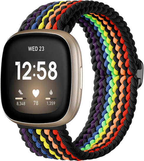 Maledan Braided Stretchy Band, Compatible for Fitbit Sense/Fitbit Versa 3/4/Sense 2, Soft Elastic Strap Bracelet