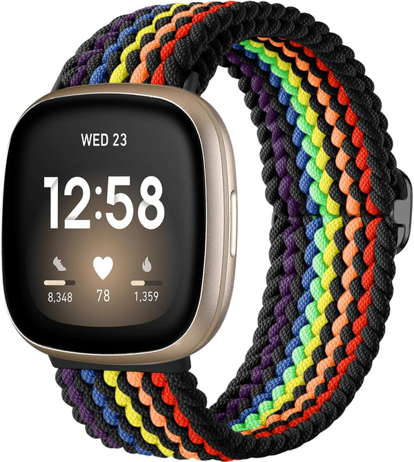 Maledan Braided Stretchy Band, Compatible for Fitbit Sense/Fitbit Versa 3/4/Sense 2, Soft Elastic Strap Bracelet