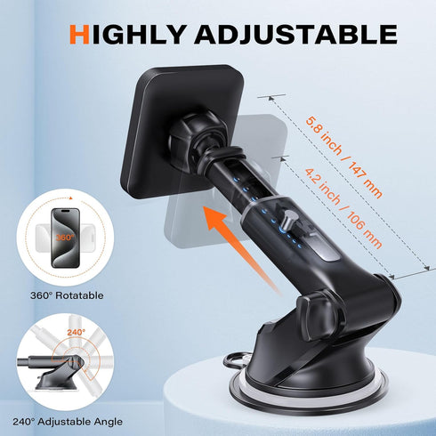 APPS2Car MagSafe Car Mount, Dashboard Windshield Magnetic Phone Holder for iPhone with Enlarged Suction Cup