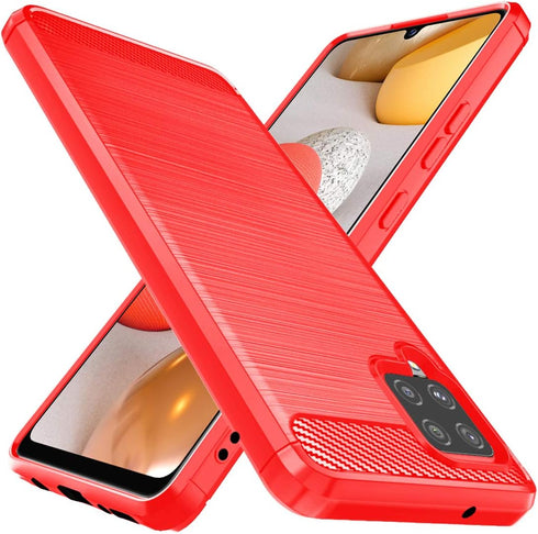 Osophter Shock-Absorption Case for Galaxy A42 5G, Flexible TPU Rubber Protective Cover (Red)