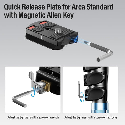 Sirui 55mm 1/4" 3/8" QC-55 Quick Release Plate and Clamp Base Kit, Camera Mount Adapter with and Thread, Quick-Release