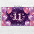 Happy Birthday Party Decorations, Large 72.8 x 43.3 Inch Fabric Backdrop for Girls Birthday Party, Pink Purple