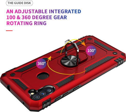 Galaxy A11 Case, Military Grade Heavy Duty Armor Protection Cover with HD Screen Protector and Magnetic Ring Kickstand