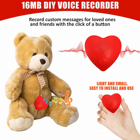 Voice Recorder, 16min USB Downloadable Sound Chips Module for Stuffed Animals, Personal Voice Message Gift (Red)