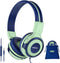 SIMOLIO Kids Headphones for School, Safe Volume Limiter with Microphone, Adjustable & Foldable Wired Headsets for