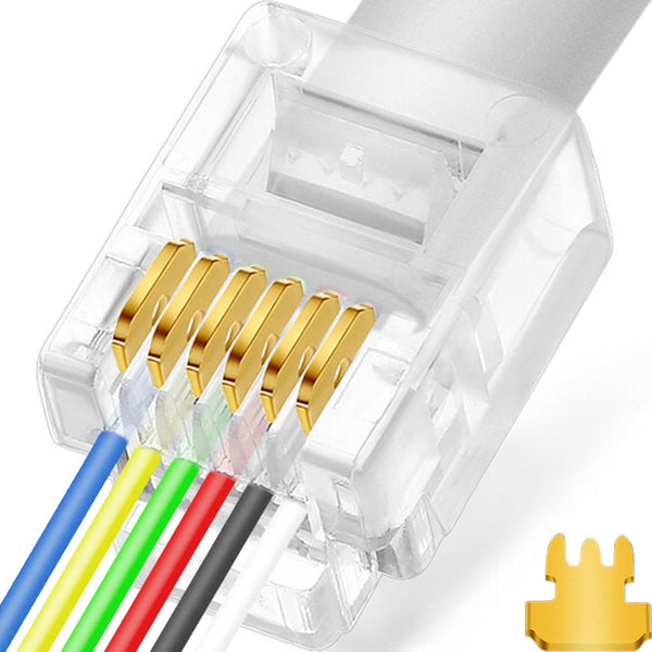 NECABLES 20 Pack RJ11/RJ12 Pass Through Connector 6P6C Telephone Modular Plug for Phone Line Cord