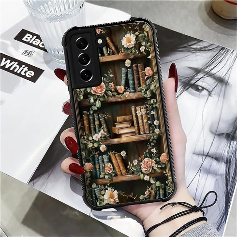 SKAMIX S22 for Samsung Galaxy Case,Soft Silicone Shockproof Bumper Camera Protection Phone Case-Vintage Flowers