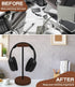Headphone Holder Stand for Desk, Wood and Metal Gaming Holder with Solid Wooden Base for All Headsets