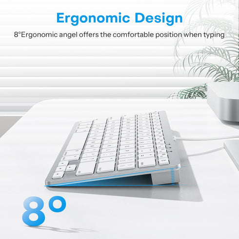 OMOTON Wired Keyboard for Mac, Dual Interface, Comfortable Typing Angle, Stable Connection, Compatible with MacBook,
