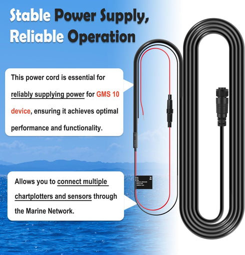 johntruck 010-10553-00 7-Pin 10 Power Cable, Power Cord Fit for Garmin GMS Network Port Expander, Waterproof/Stable
