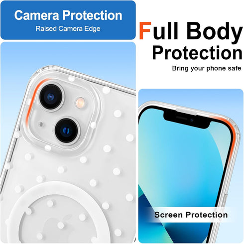 Hython 15 6.1", for iPhone Case Cute Polka Dot Aesthetic Design Simple Cover Thin Slim Anti-Scratch Soft TPU Bumper