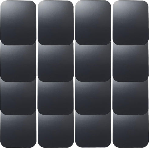Replacement Metal Plates Set 16 Pack for Magnetic Car Mount, Black Rectangular Iron Stickers with 3M Adhesive Backing