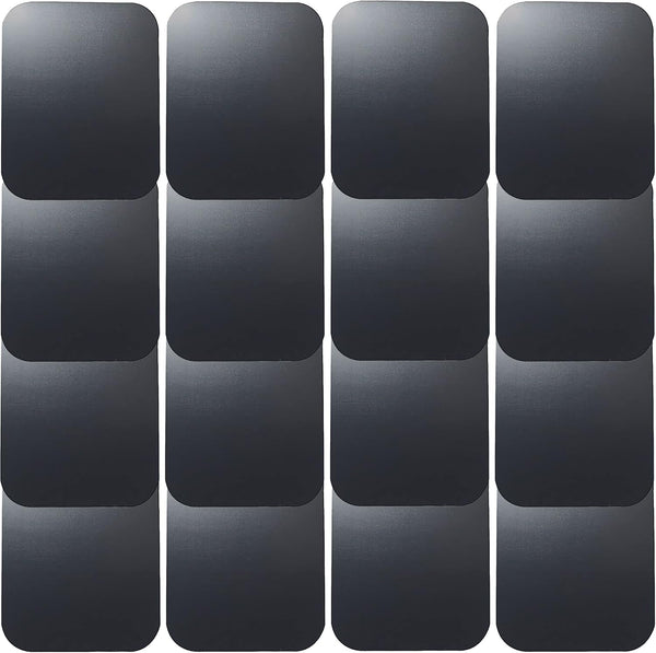 Replacement Metal Plates Set 16 Pack for Magnetic Car Mount, Black Rectangular Iron Stickers with 3M Adhesive Backing