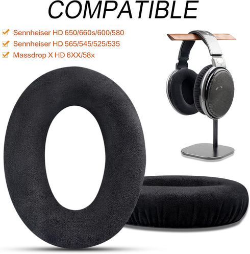 Gvoears HD600 Earpads for Sennheiser HD650/HD600/HD660S/HD545/HD525/HD535 Headphones, Ear Cushion Replacement Also fit for Massdrop X HD6XX/HD58X and HD580/HD565 Jubilee Headphones(Velour)