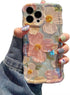 EYZUTAK iPhone 14 Pro Max Case - Colorful Retro Flower Print, Glossy TPU, Stylish Curly Wave Edge, Durable Protection -