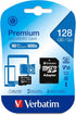 Verbatim 128GB Premium microSDXC Memory Card with Adapter, UHS-I Class 10