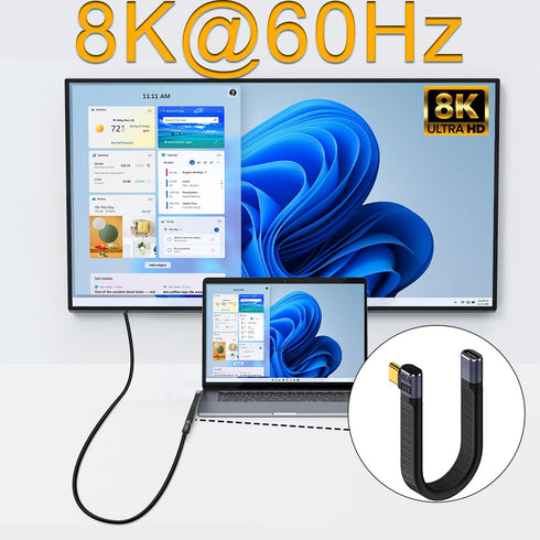 QIANRENON 40Gbps USB4.0 C Female to Male 90° Angle Short Cable, 240W Type C 4.0 Socket to Right Angle Plug, 14cm/5.1in