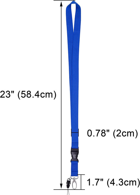 Wisdompro Office Lanyard, 5pcs 23 inch Polyester Neck Strap with Oval Clasp for Phones, Camera, USB, Key - Blue