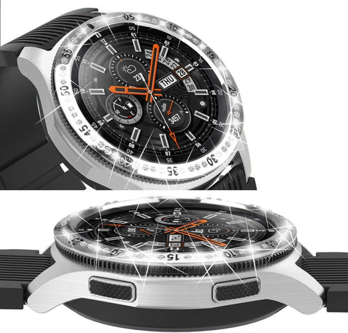Compatible with Samsung Galaxy Watch 4 46mm/Gear S3, Bezel Ring Styling, Bling Inlay Crystal Adhesive Anti Scratch