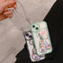 iPhone XR Case with Cute Flowers Bear Pattern, Clear Case and Lovely Strap Bracelet Chain for Girls Women, Compatible