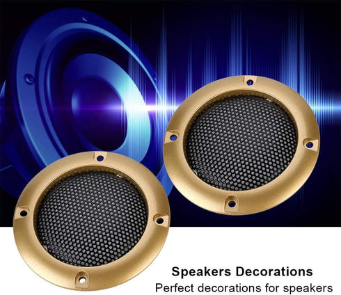 Zopsc 2PCS Protective Cover Shatter Resistant 2 inch Stereo Speaker Mesh Cover with Screws (Gold)