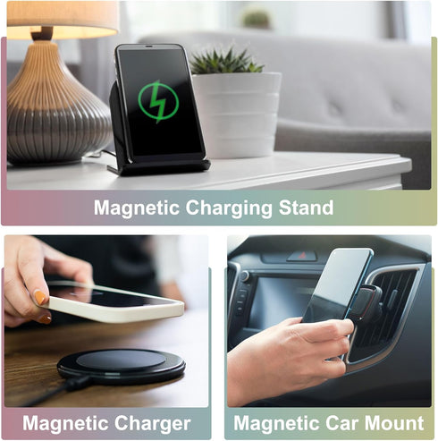 uxcell 3Pcs Magnetic Adapter Ring, Magnetic Sticker Ring Metal Universal Magnet Wireless Charging Conversion Kit