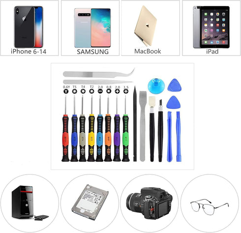 20 PCS Screwdriver Set, Small Magnetic Cellphone Repair Tool Kit with Phillips Flathead Pentalobe Torx Pry for iPhone