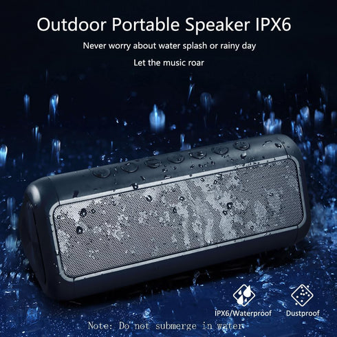 Solar Bluetooth Speaker Portable, 5000mAh Wireless Speaker, IPX6 Waterproof, Bluetooth 5.3, 50H Play Time