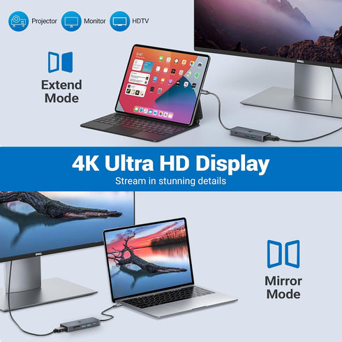 HOPDAY 10 1 4K 100W,USB 3.0 5Gbps,SD/TF USB C Hub - in Multiport USB C Adapter with HDMI, USB C Docking Station, PD