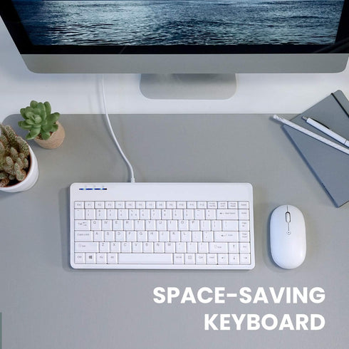 Perixx PERIBOARD-409WU, Wired USB Mini Keyboard, White, US English
