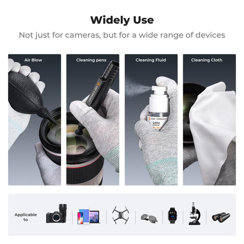 K&F Concept Professional Lens Cleaning Kit for DSLR & Mirrorless Cameras, APS-C/Full-Frame Sensor Cleaning Swabs, Lens