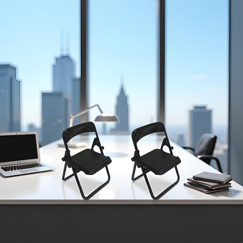 Jowxsx 2 Pcs Black Folding Chair Phone Stand,Folding Chair Phone Holder,Mini Folding Chair Cell Phone Stand