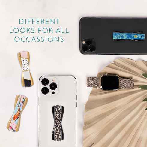 LOVEHANDLE Universal Grip for Smartphone and Mini Tablet, Leopard Design with Elastic Strap