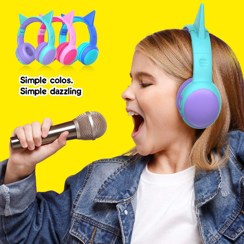 gorsun Bluetooth Kids Headphones with Microphone, Wireless Headsets with 85dB Volume Limited for Boys and Girls (Purple)
