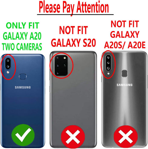 STARSHOP Compatible Samsung Galaxy A20 Phone Case with Tempered Glass Screen Protector, Military Grade Shockproof